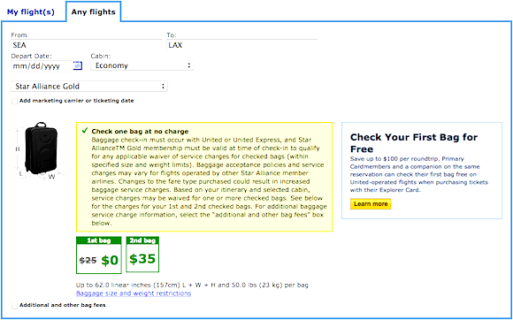 united baggage star alliance gold