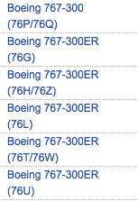 Delta-767-Subfleet