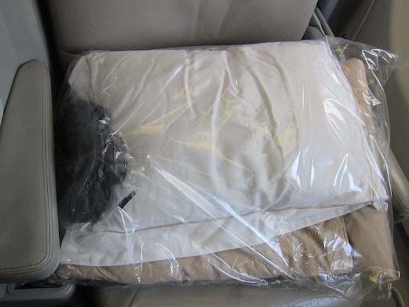 Pillow and blanket on seat