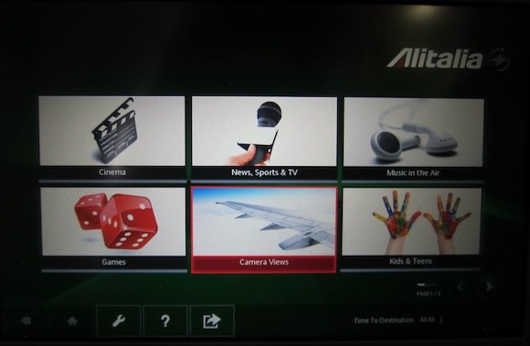 Entertainment selection on Alitalia