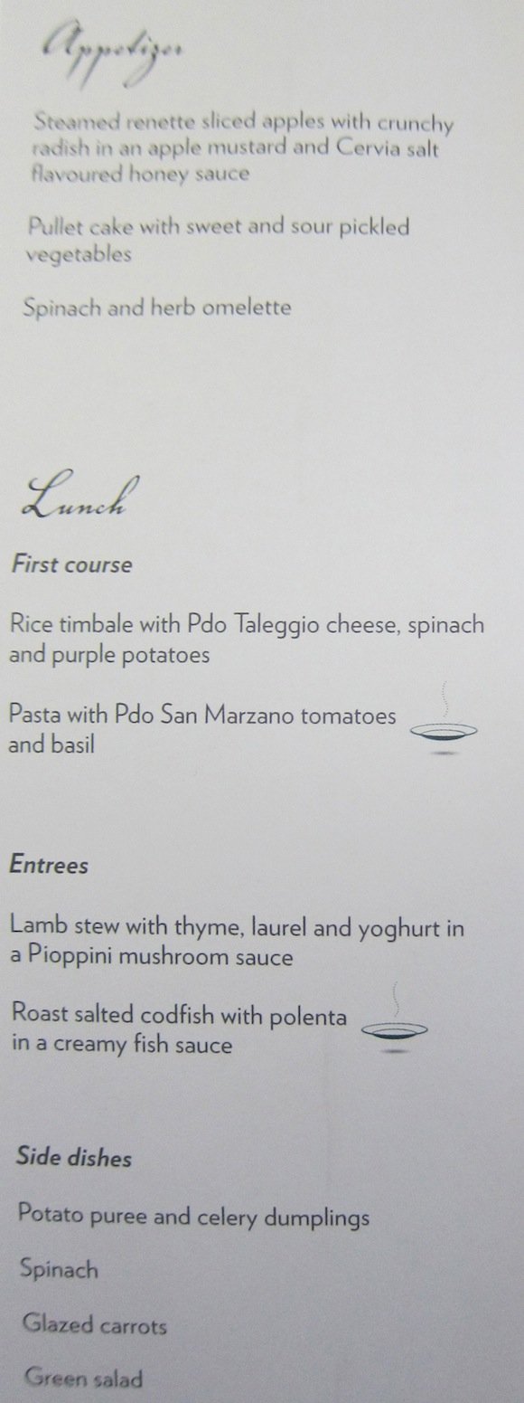 Appetizer and lunch section of lunch menu