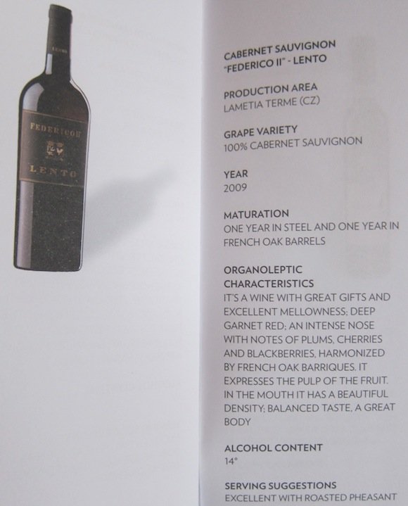 Cabernet Sauvignon one wine list