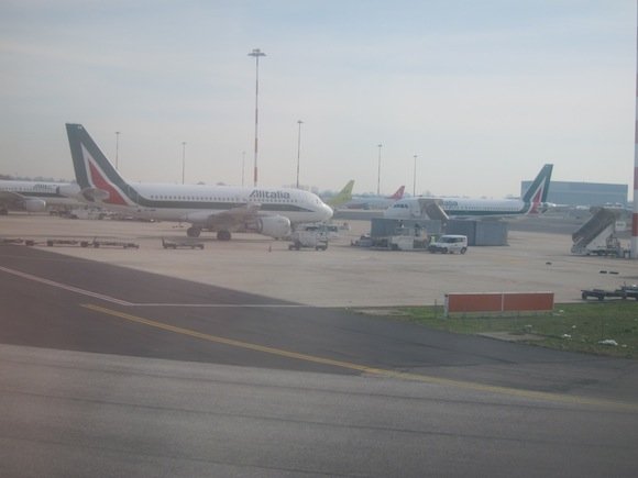 Alitalia planes during taxi into Rome