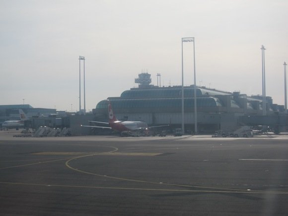 View of airport during taxi into Rome