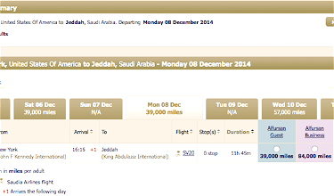 How To Search Saudia Business Class Award Space
