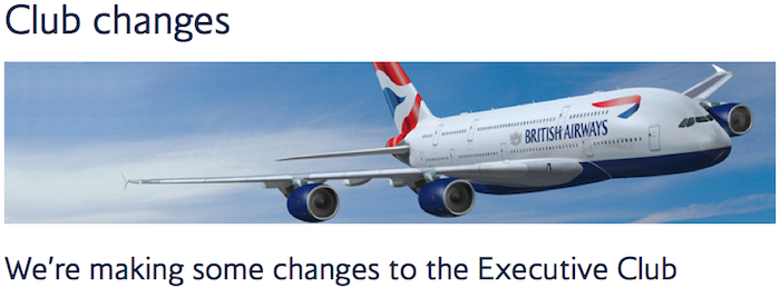 Changes to British Airways Executive Club