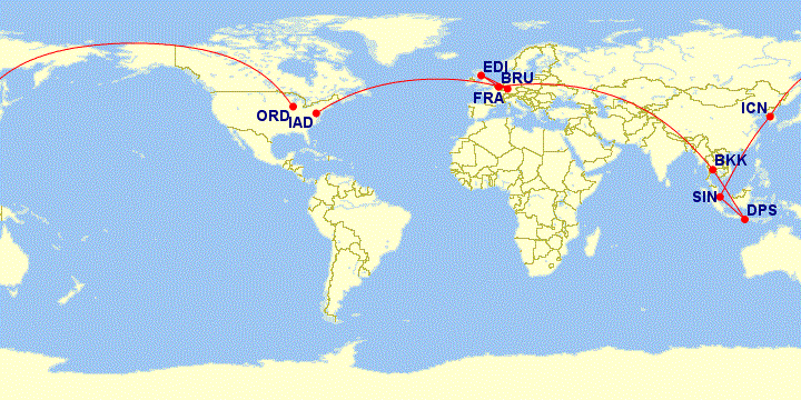 Around the world on a 90K US Airways award