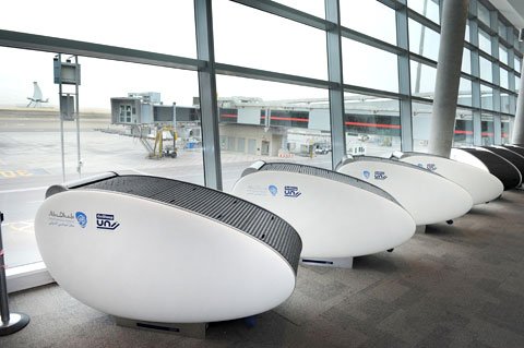 Sleeping pods at Abu Dhabi's airport, or, a claustrophobic's worst nightmare