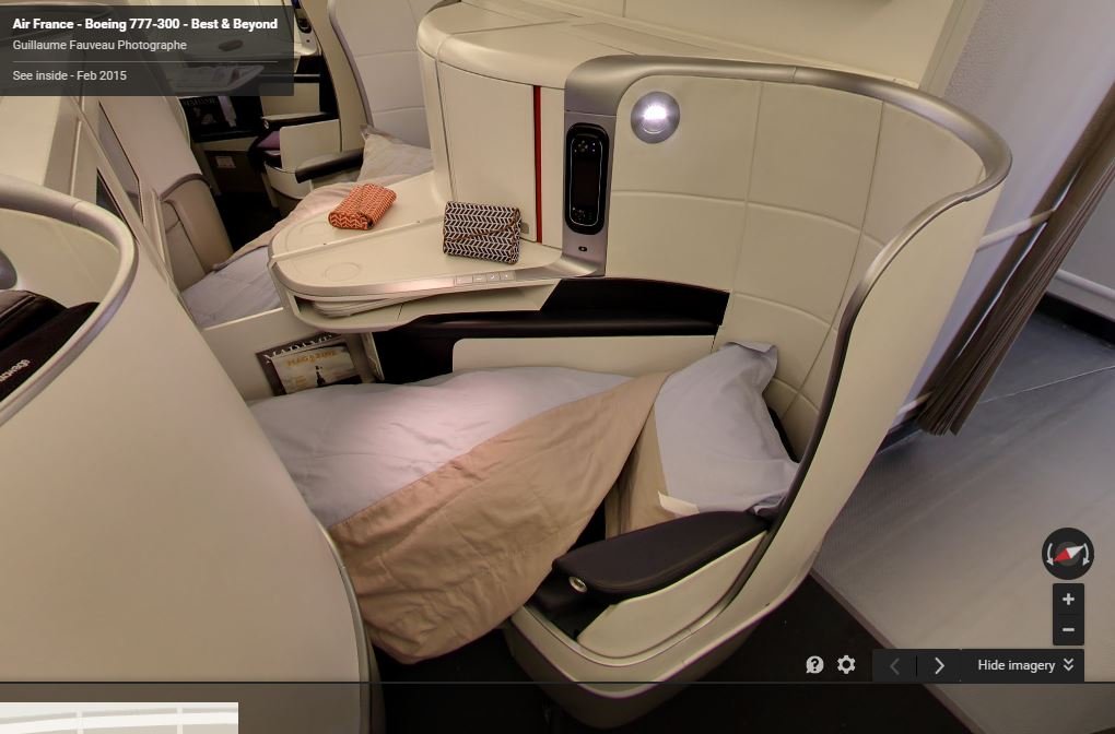 Air France new business class seat as a lie-flat bed
