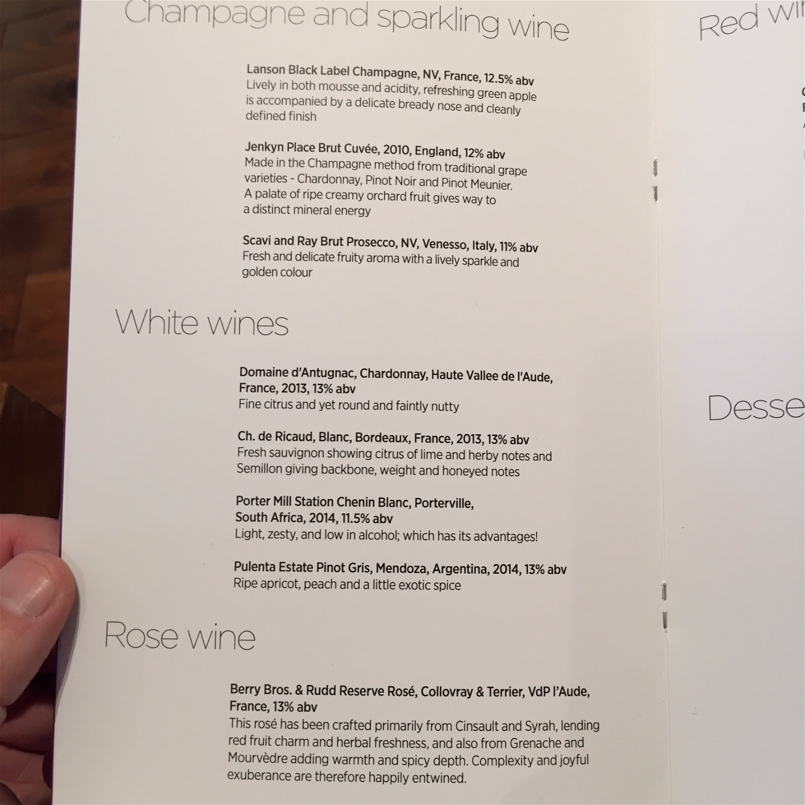 Champagne and white wines