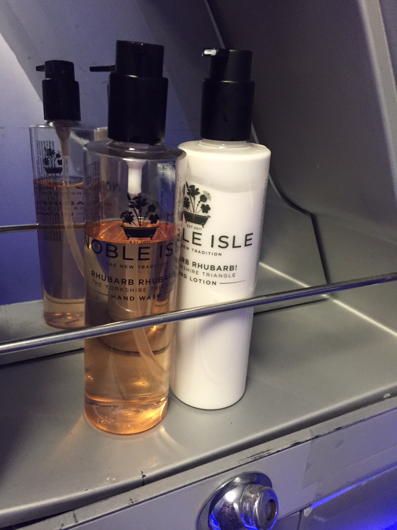 Toiletries in the Virgin Atlantic Upper Class lavatory