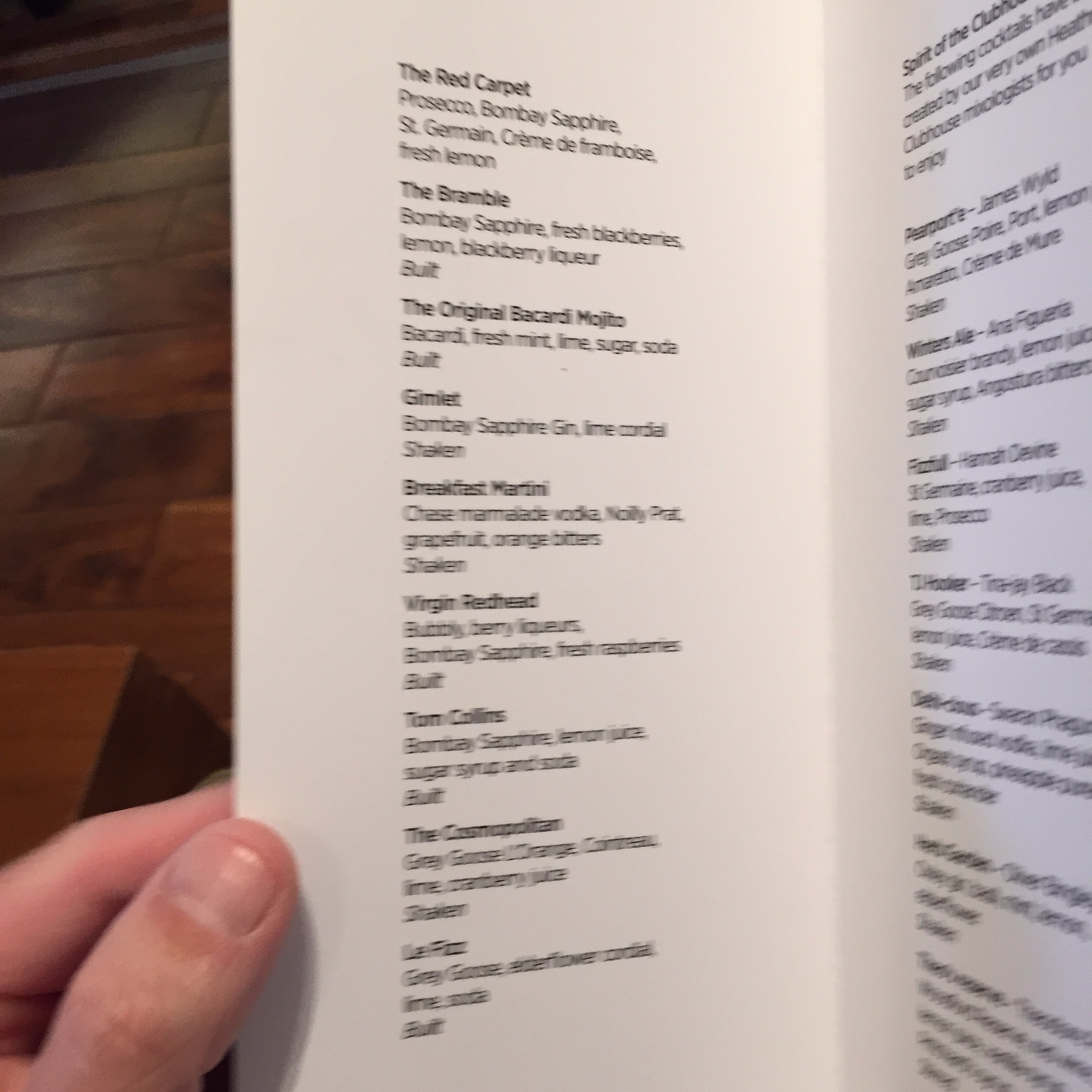 Cocktail list