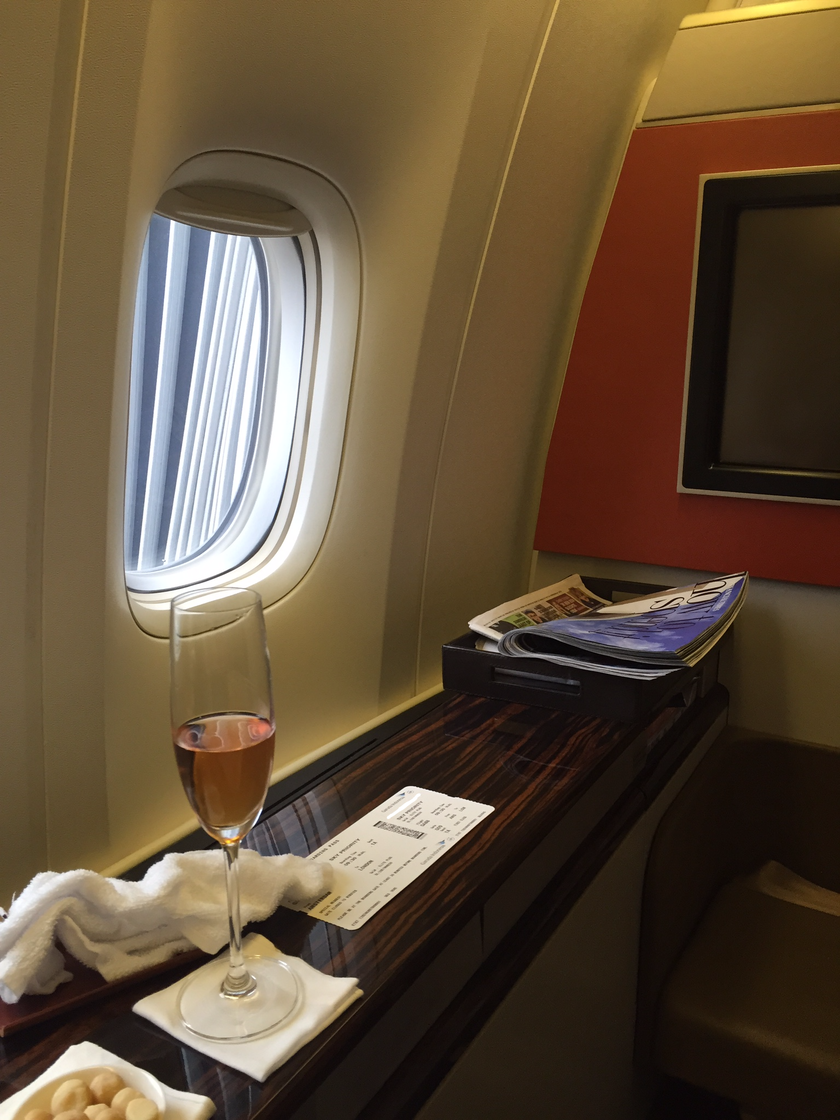 Shelf space next to seat