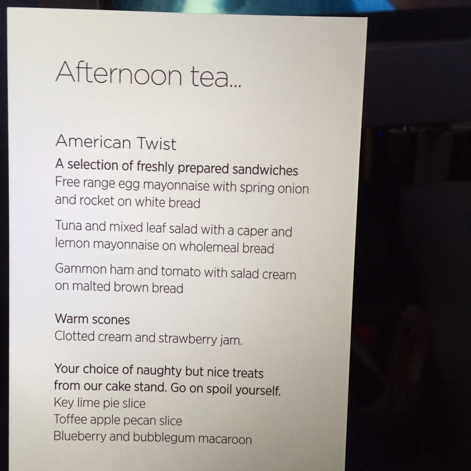 Tea menu