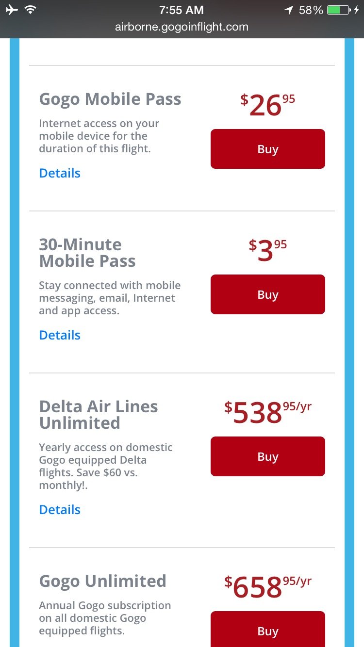 When did onboard Wifi get so expensive?