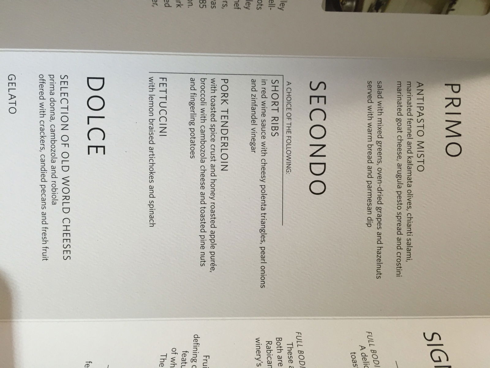 Delta One menu