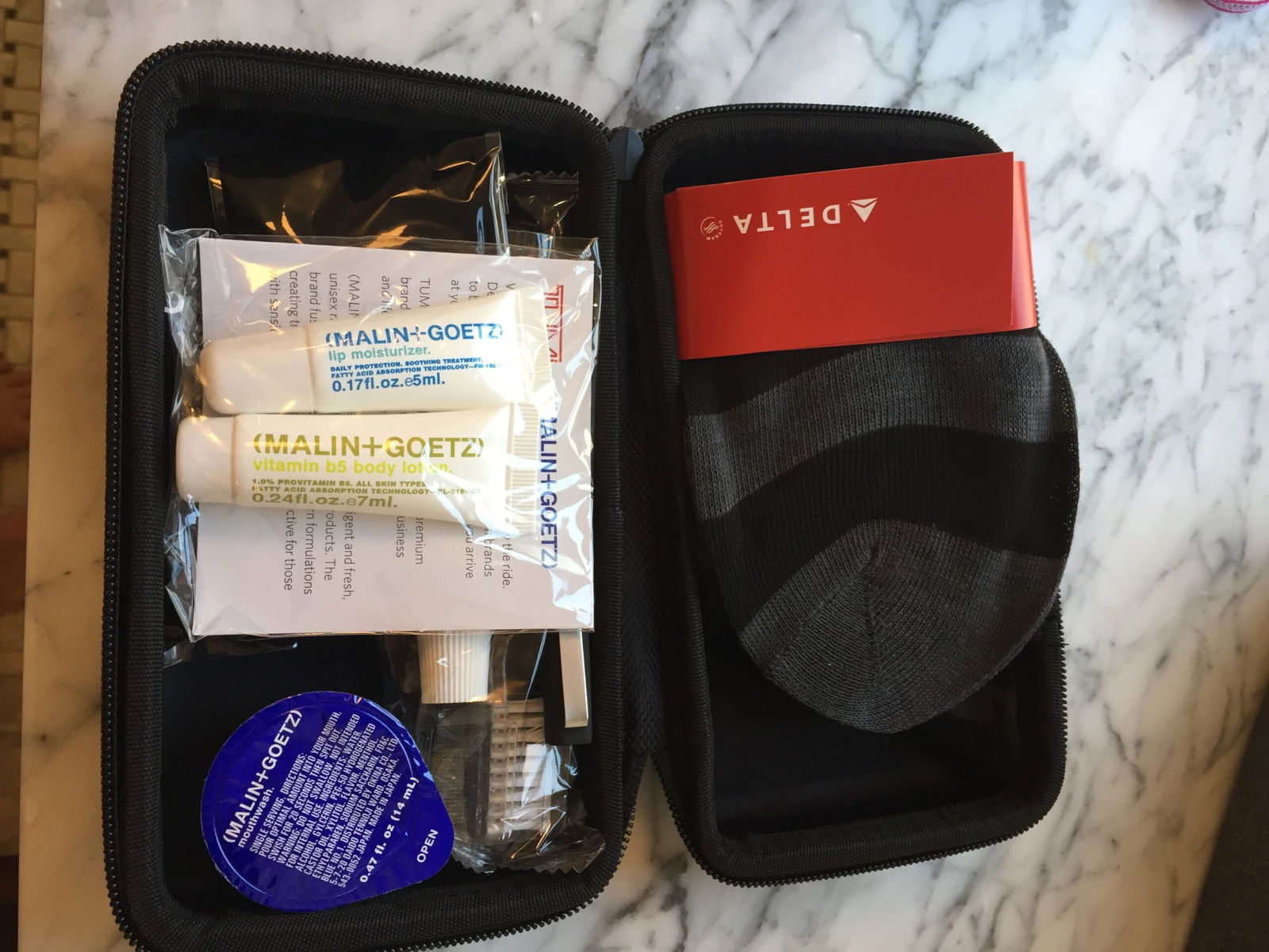 Delta Tumi amenity kit