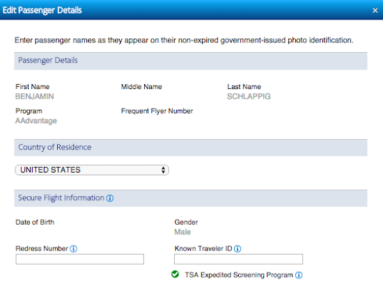 Is it a problem flight reservation missing middle deals name