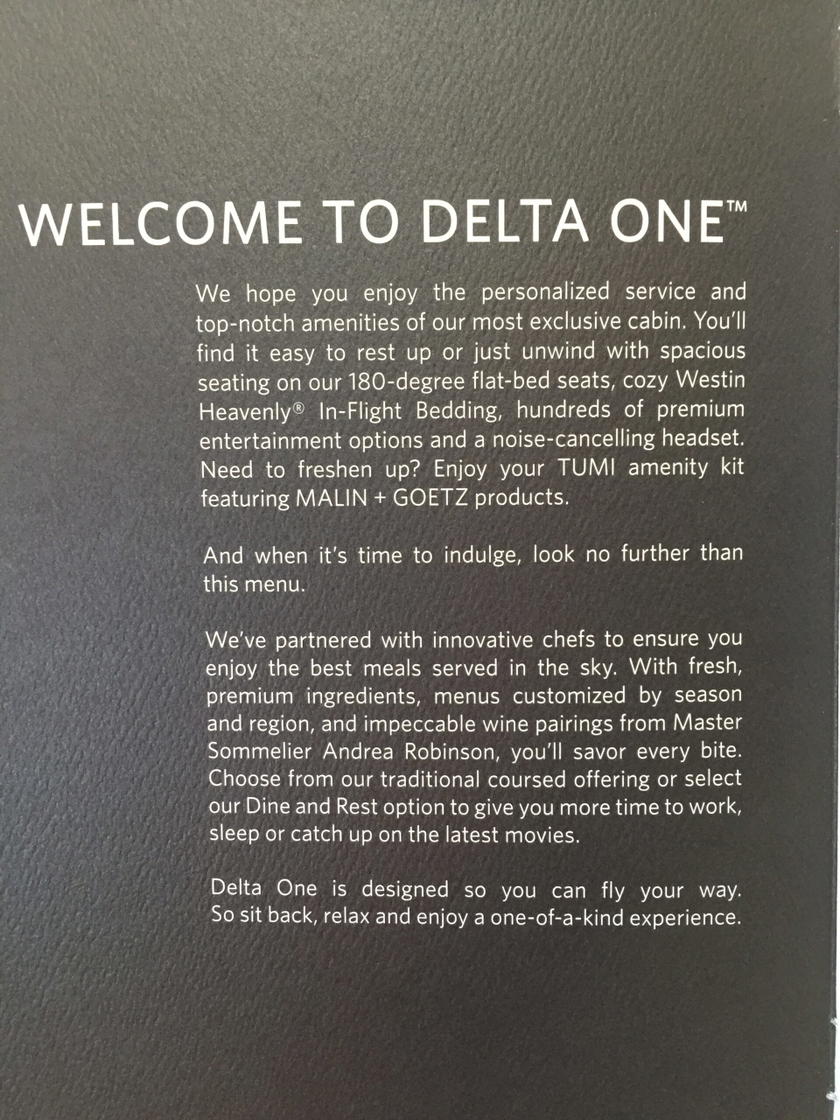 Delta One menu
