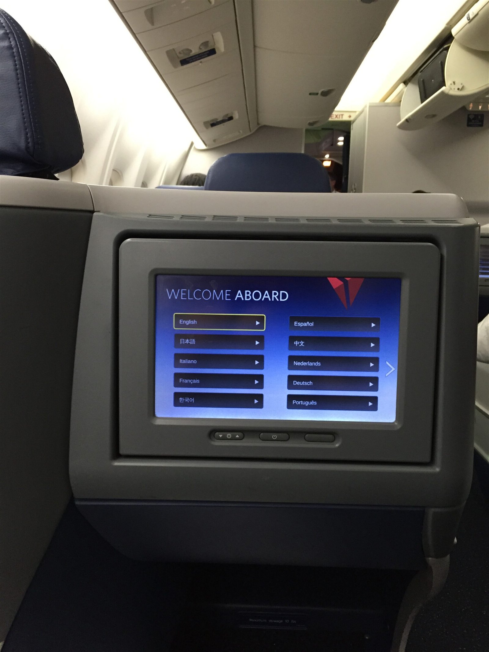 Delta One seatback screen