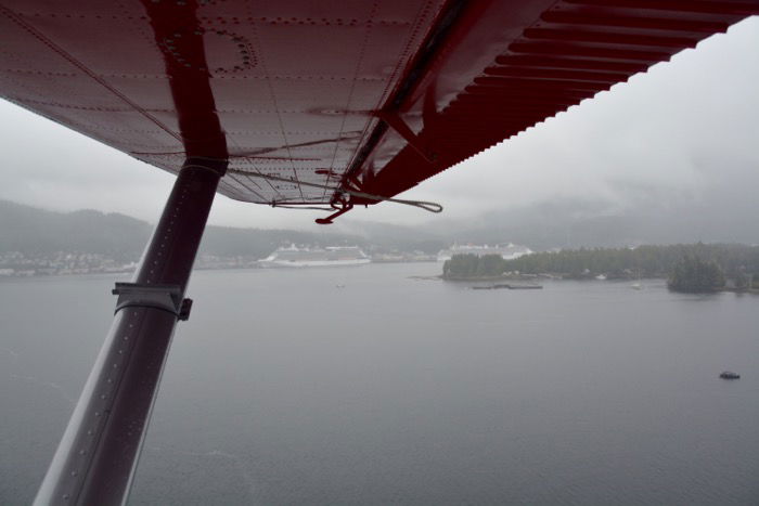 view of ship from float plane