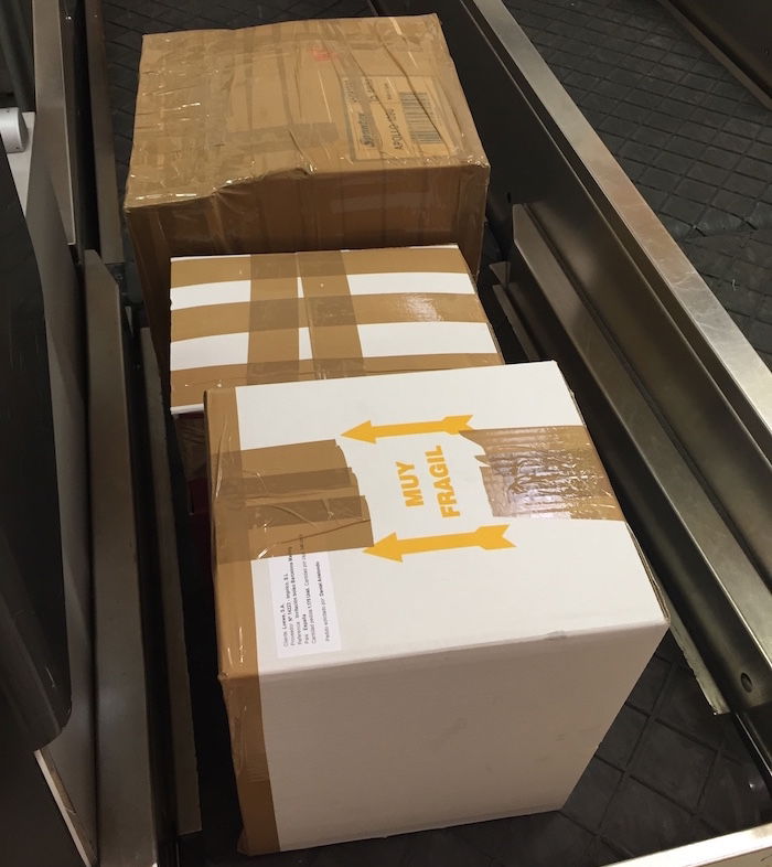 Checked baggage cardboard store box american airlines