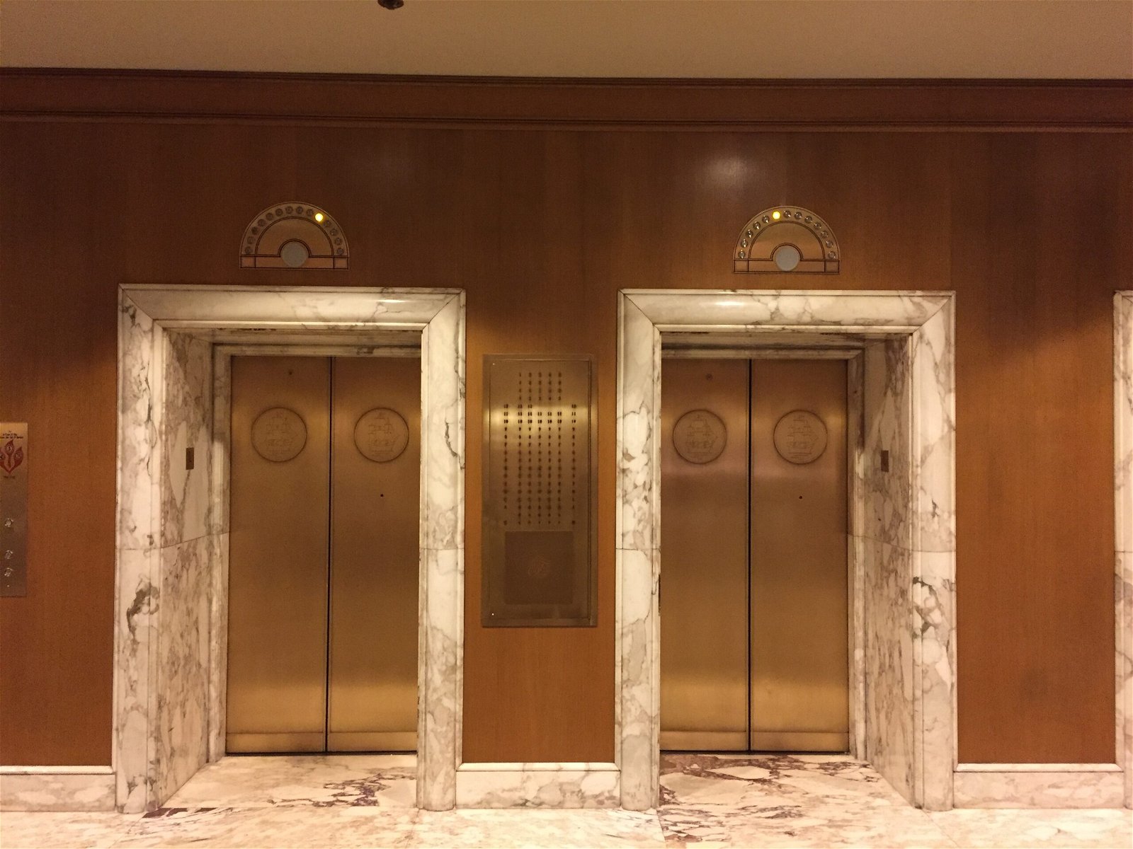 Elevator bank at the Fairmont Olympic Hotel
