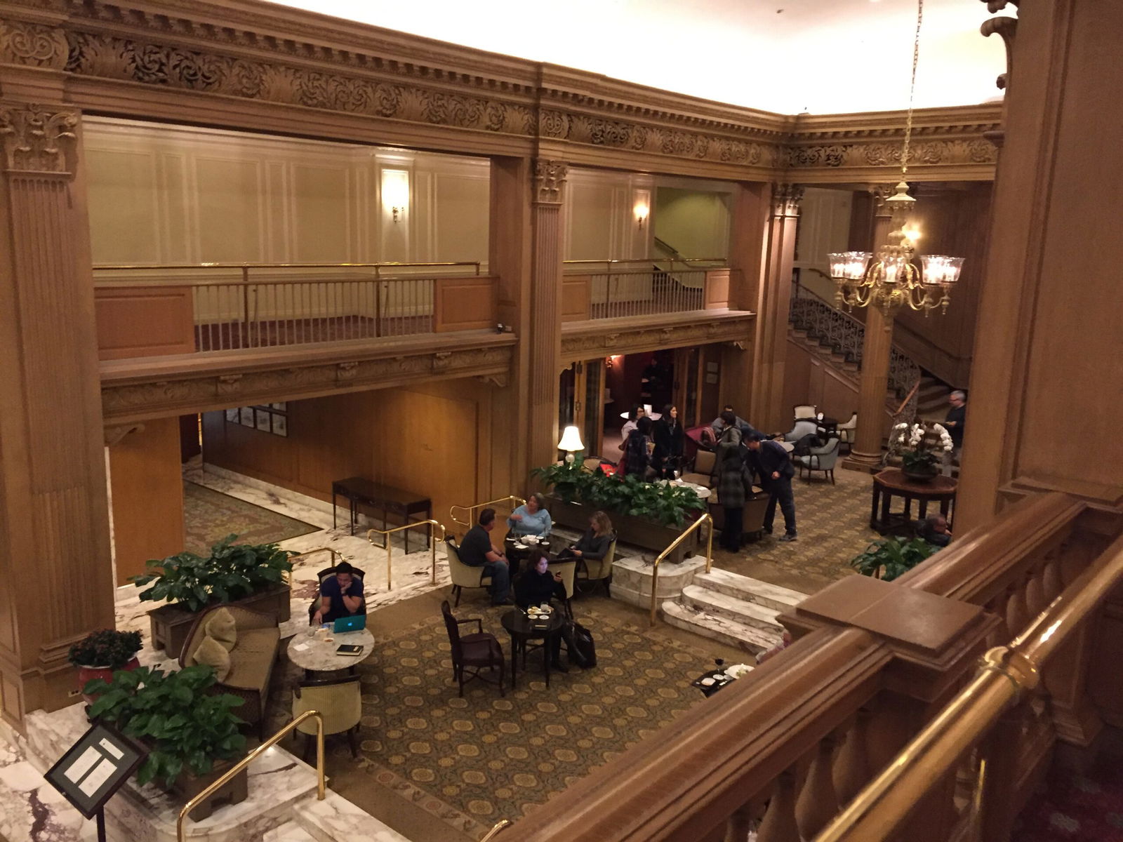 Overhead view of lobby from Mezzanine