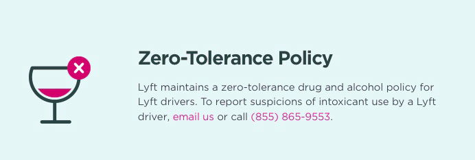 lyft zero tolerance intoxicants