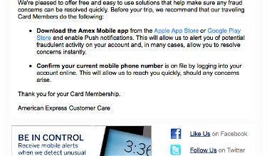 AMEX Proactively Notated My Account For An Upcoming Trip Abroad