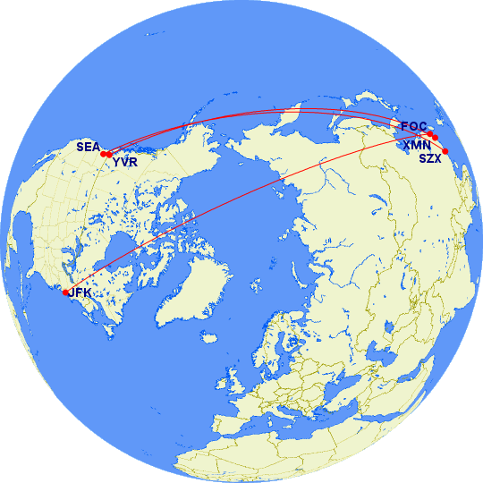 Xiamen-North-America-Routes