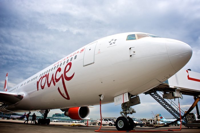 Air Canada Rouge aircraft arrives in Toronto Pearson Airport on June 5, 2013