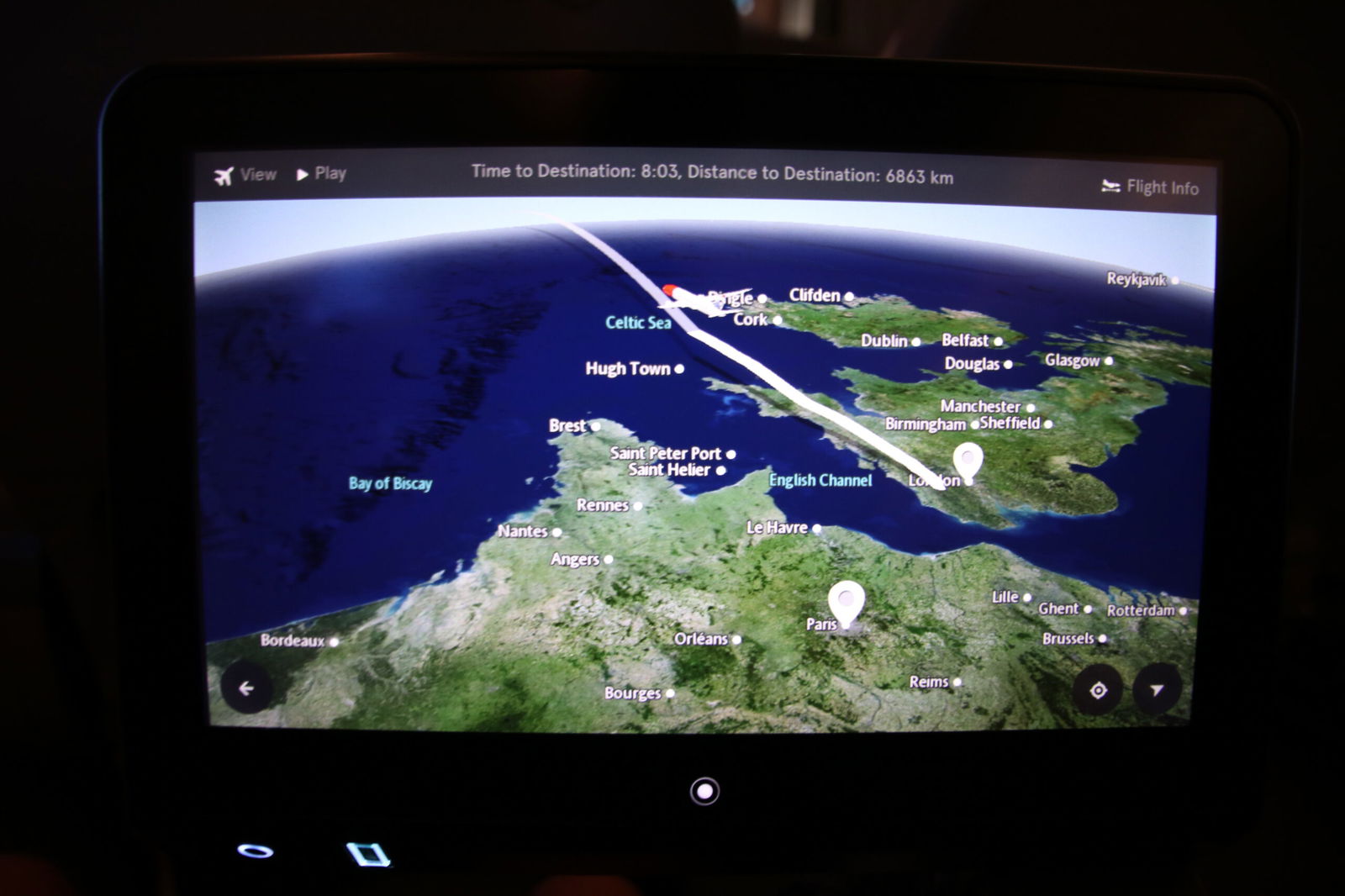 Inflight map on Norwegian 3