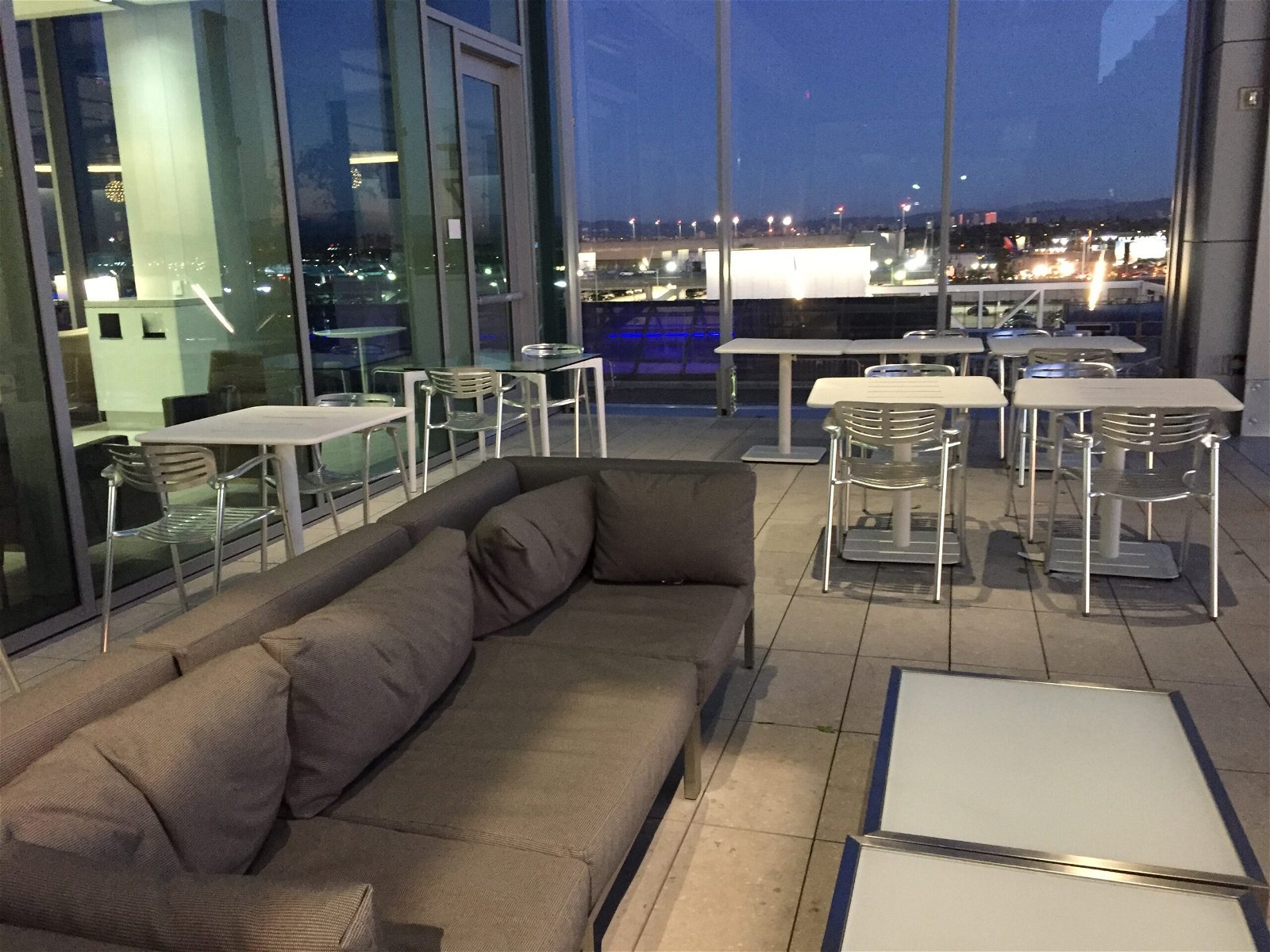 Outdoor terrace at United Club LAX
