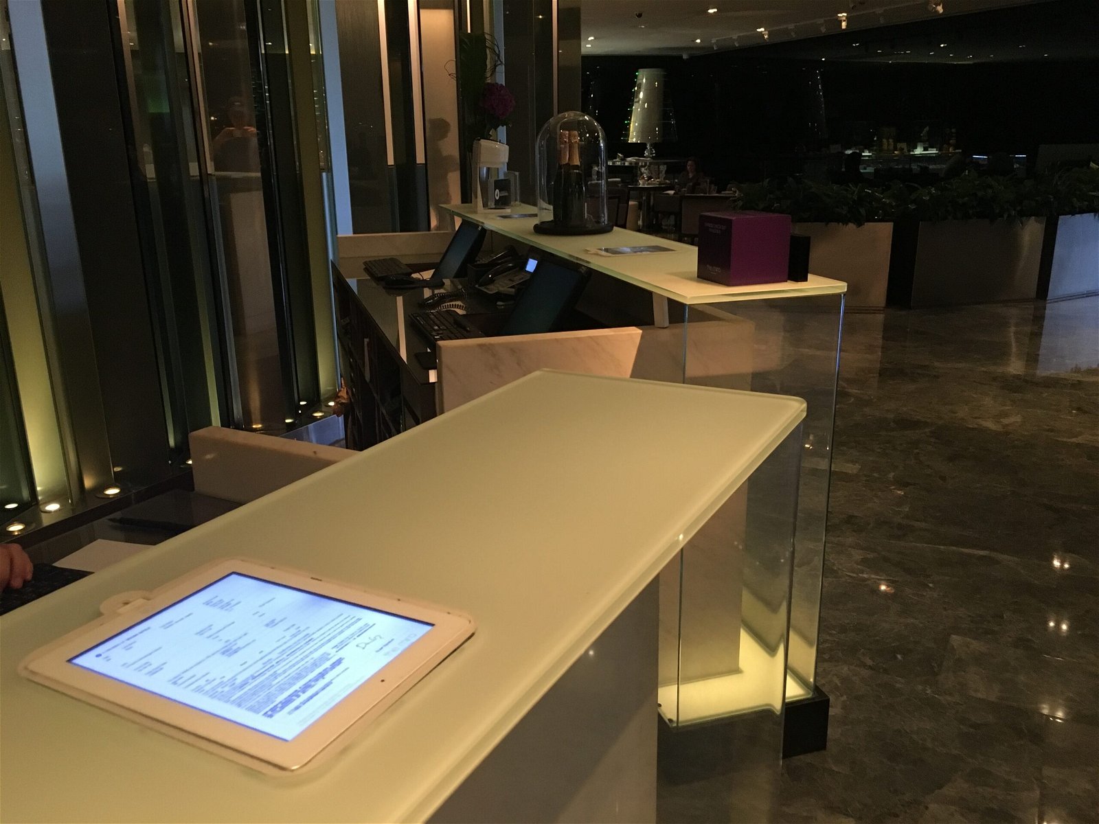 The check-in desks had built in iPads!