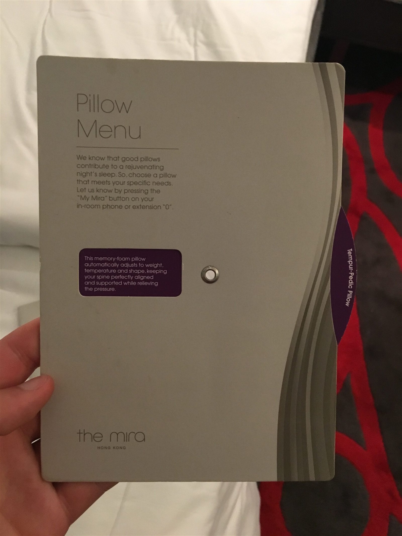 The Mira pillow menu
