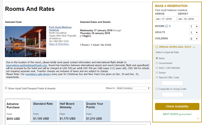 maldives rates