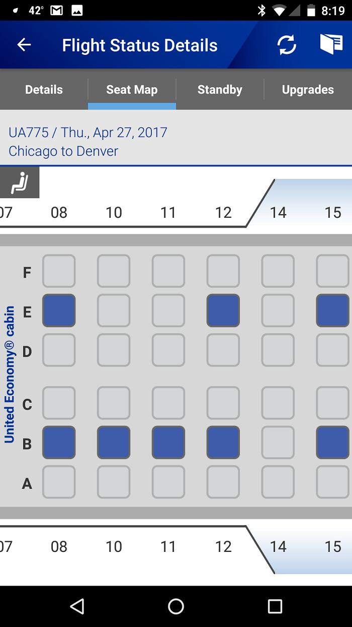 United App ORD DEN seat map