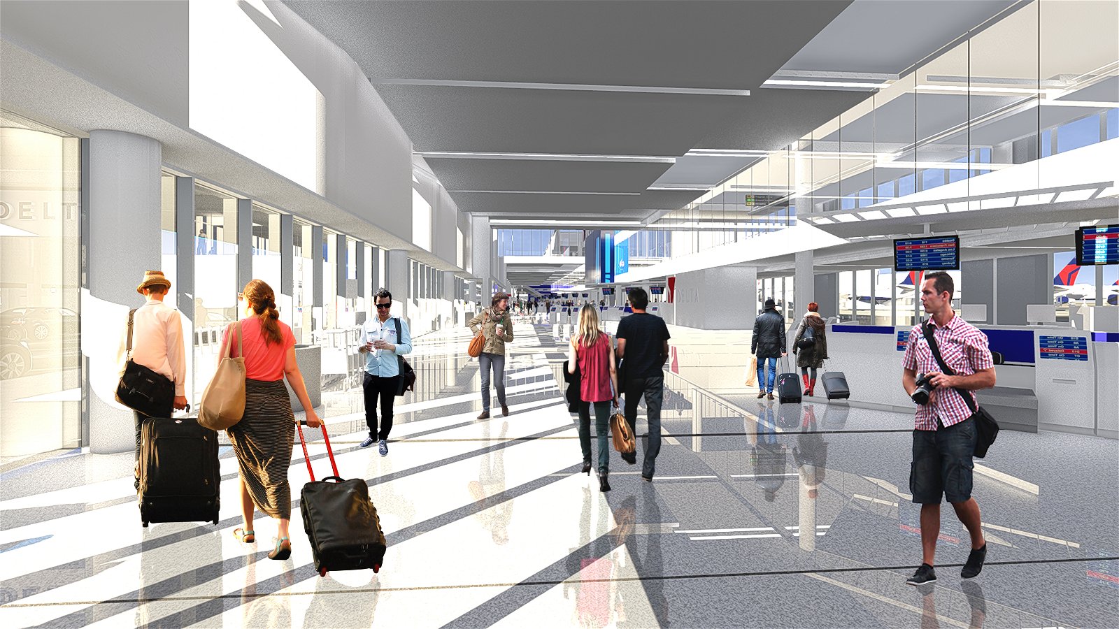 Delta's rendering of the "head house" area of Terminals 2 and 3, to be complete by 2021