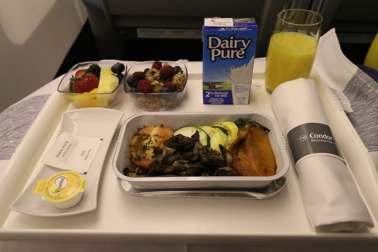 Condor Business Class breakfast