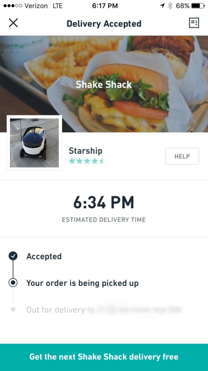 postmates delivery accepted