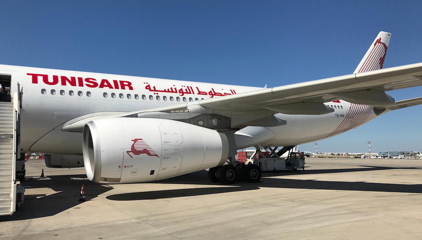 Tunisair Airbus A330 business class cabin with recliner seats