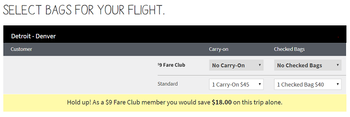 spirit airlines buy bolsagage