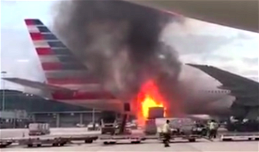 Video: Cargo Catches Fire While Being Loaded Onto American 777-300ER At Hong Kong Airport