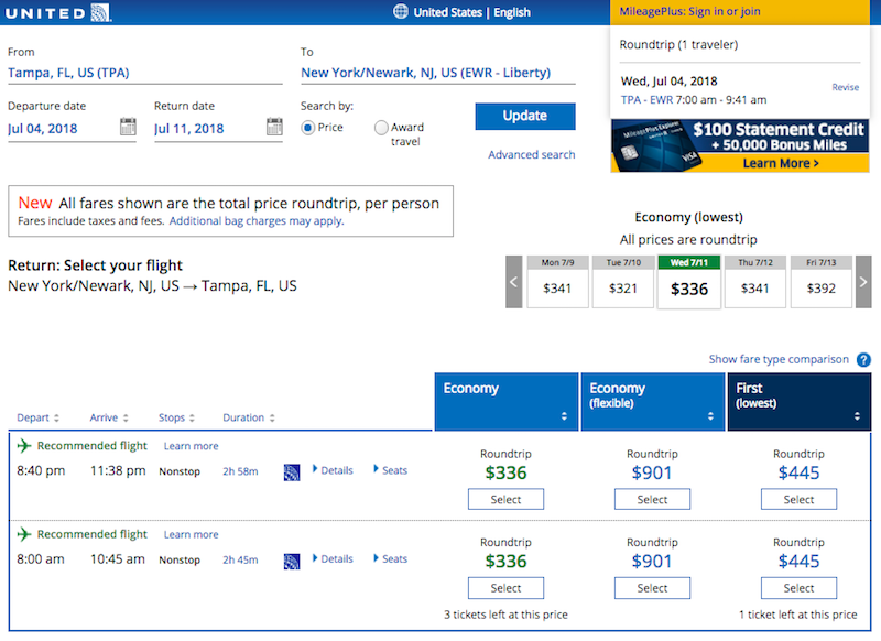 united airlines round trip tickets