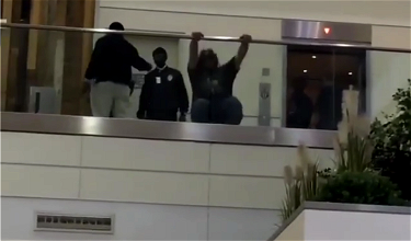 Drunk & Threatening Guy Jumps Over Railing At Atlanta Airport (Disturbing)
