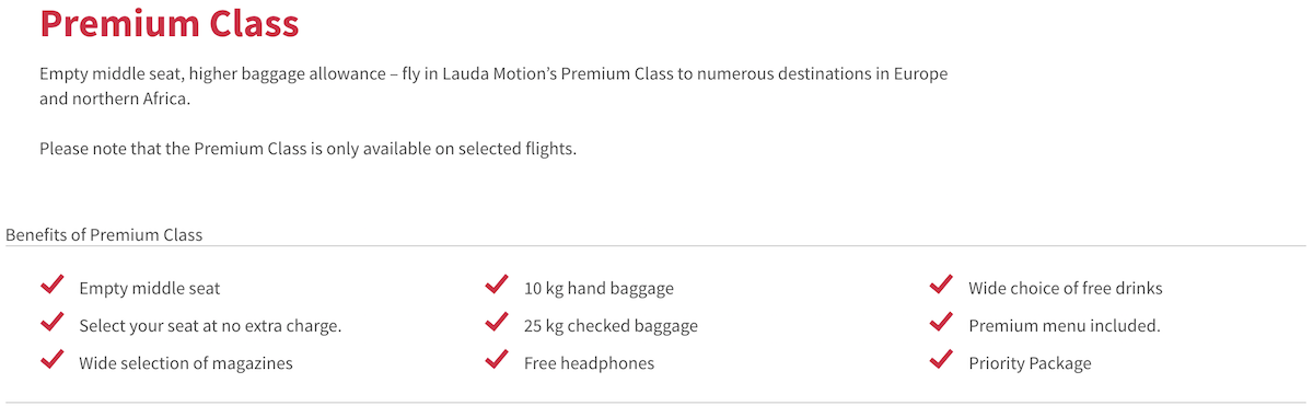 Laudamotion store baggage allowance