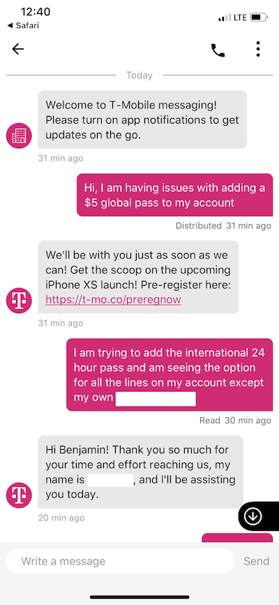 T mobile customer support chat