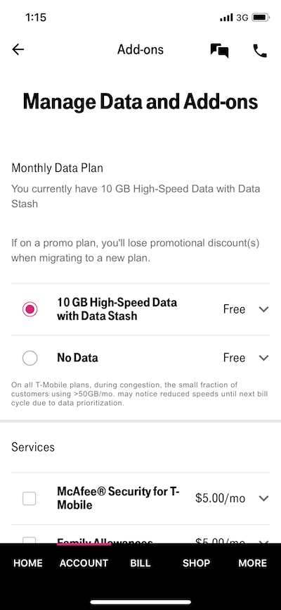 is t mobile mcafee free