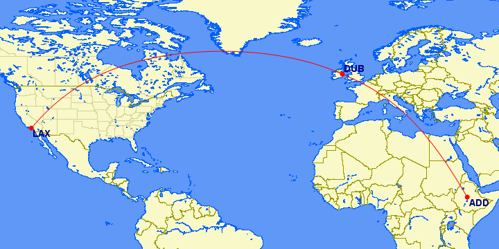 Ethiopian Airlines Flight Map Ethiopian Airlines Cuts Fifth Freedom Flights Between Lax & Dublin - One  Mile At A Time